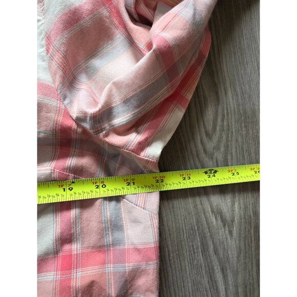 Talbots Womens Pink Plaid Button-Up Shirt XLP Cotton - Picture 6 of 6